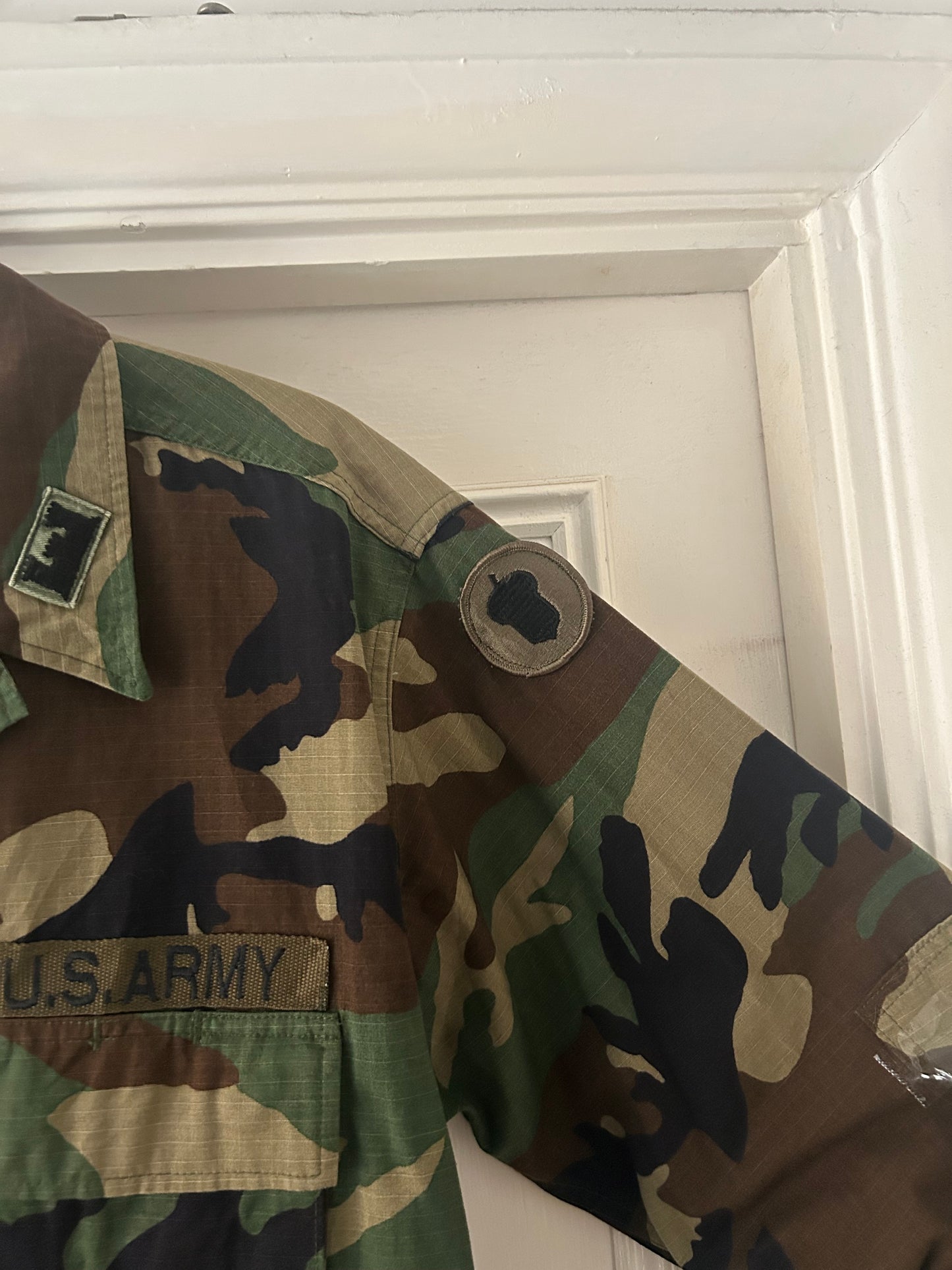 Vintage US Army Camo Jacket with Glitter Rebel Print