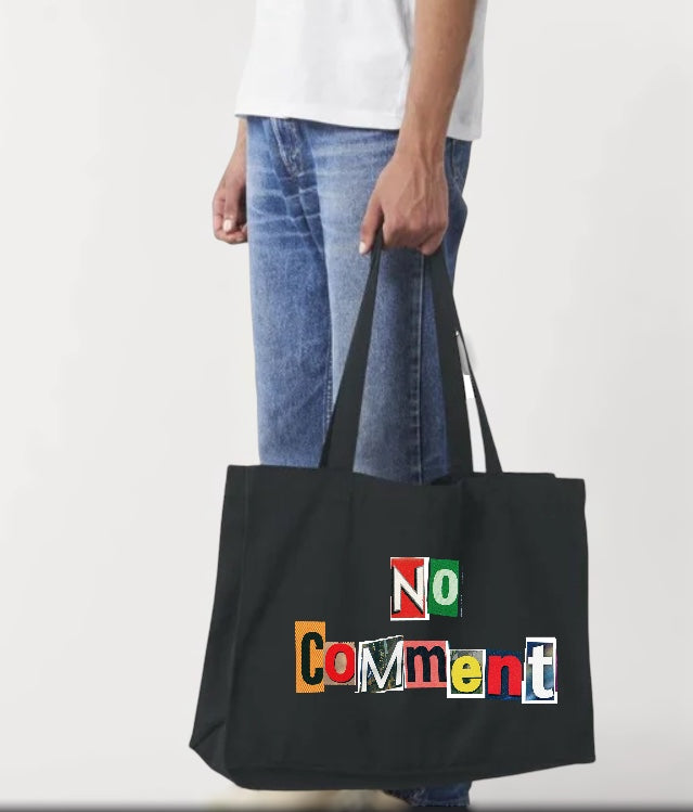 No Comment Print Black Large Bag - Black