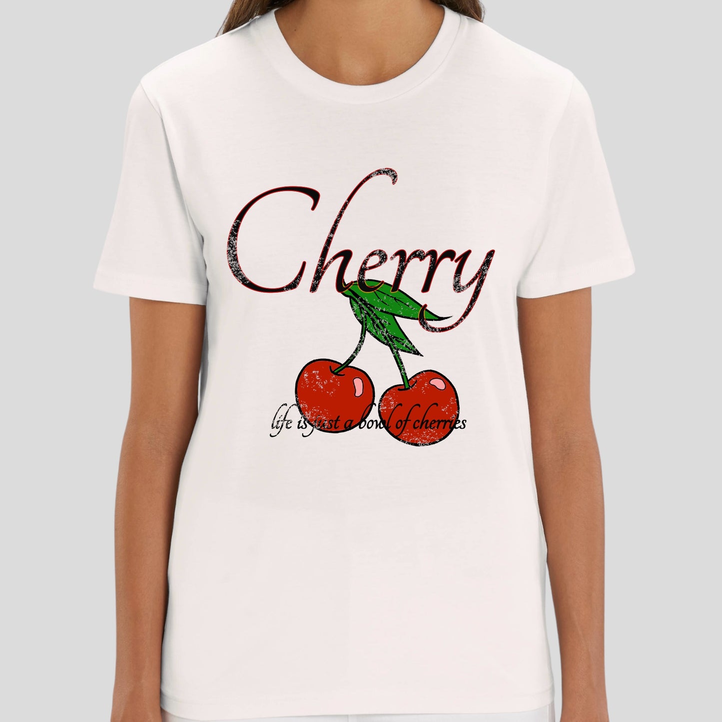 Cherry Organic Cotton Tee - White