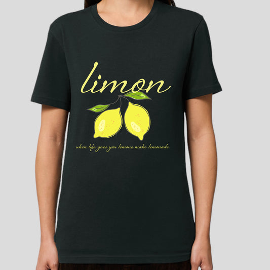 Limon Print Organic Cotton Tee - Black