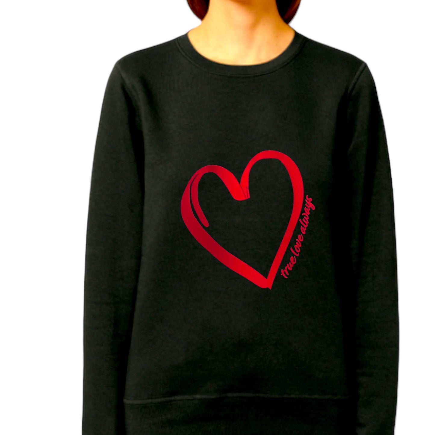 True Love Always Heart Sweatshirt - Black