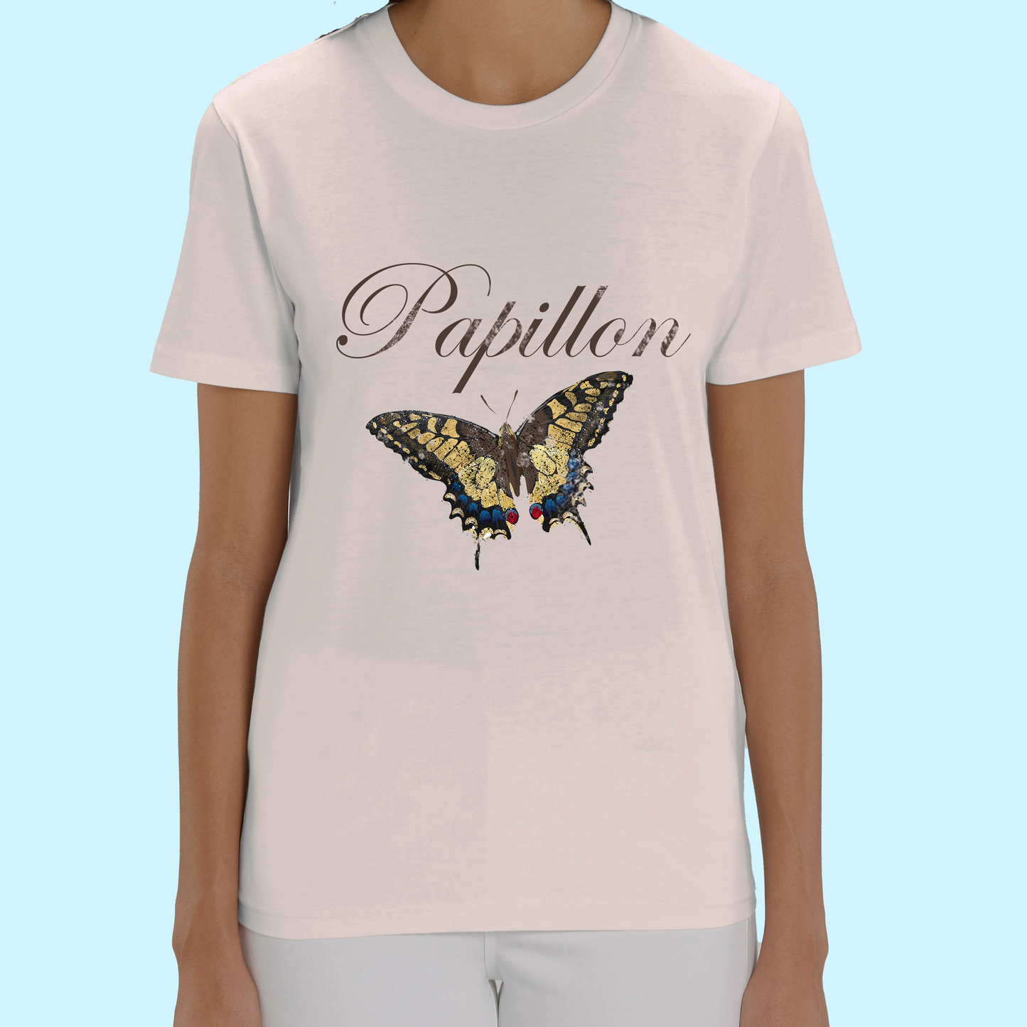 Vintage Papillon Print Organic Cotton Tee - White