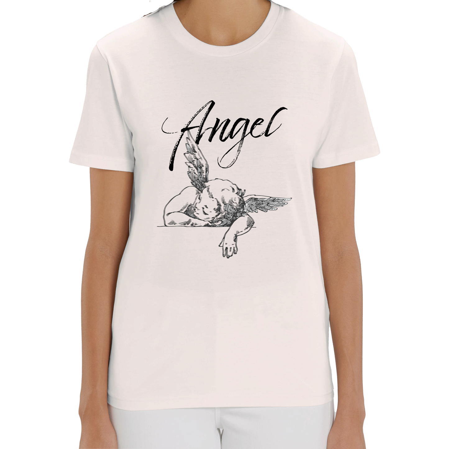 Vintage Angel Print Organic Cotton Tee - White