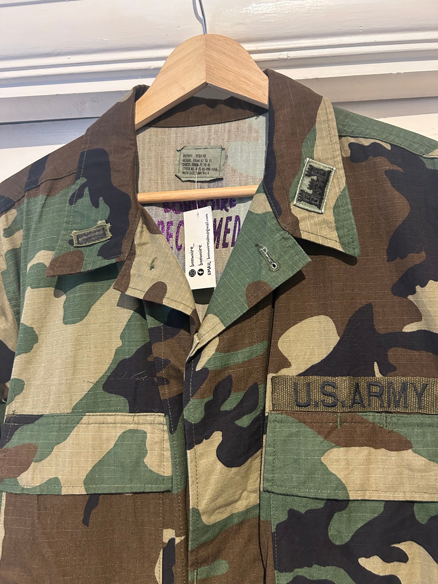 Vintage US Army Camo Jacket with Glitter Rebel Print