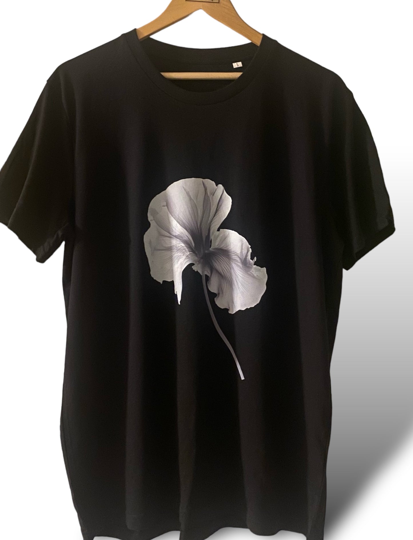 Transparent Flower Organic Cotton Tee - Black