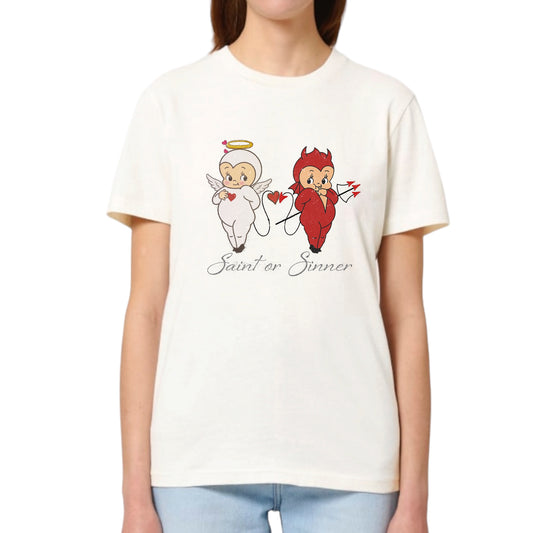 Saint or Sinner  Organic Cotton Tee - White