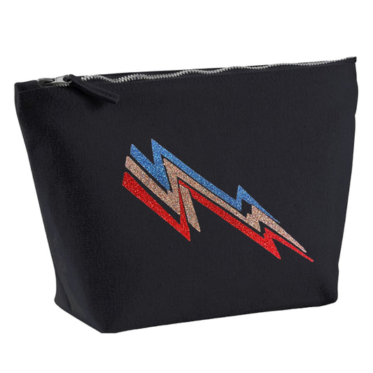 Glitter Lightning Bolt Organic Cotton Cosmetic Bag