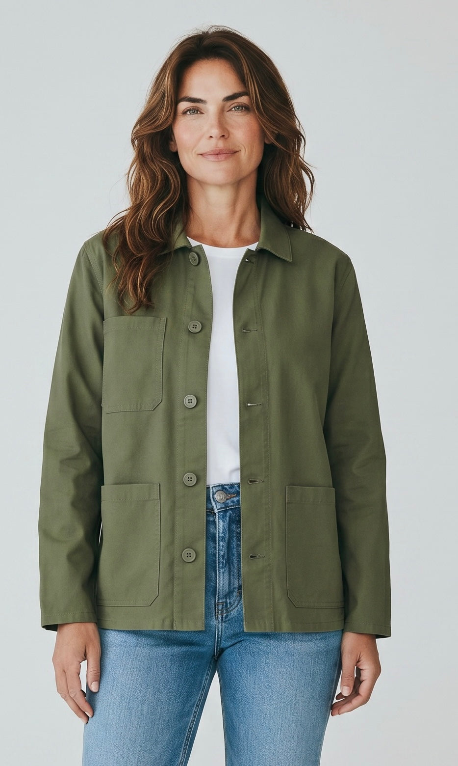Khaki Jacket with Metallic Floral print on back
