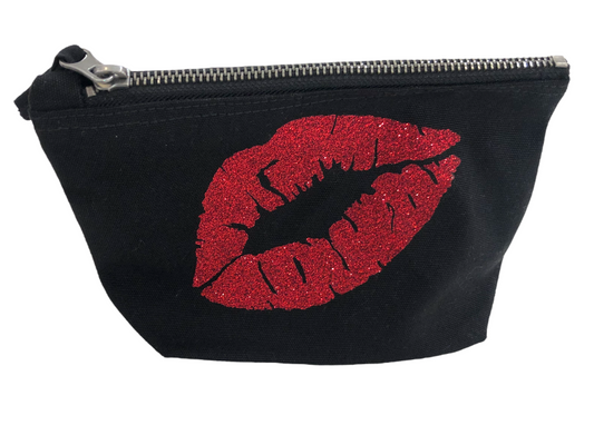 Glitter Lips Organic Cotton Cosmetic Bag