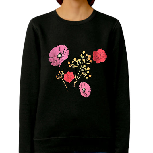 Metallic Floral Sweatshirt - Black