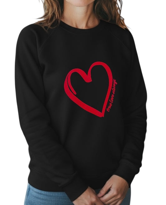True Love Always Heart Sweatshirt - Black