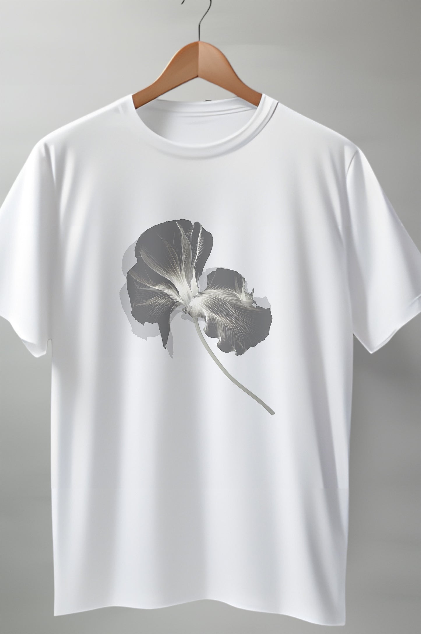 Transparent Flower Cotton Tee - White