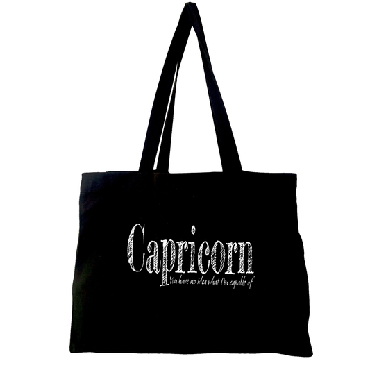 Capricorn Print Black Large Tote Bag