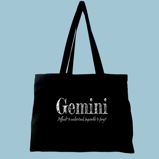 Gemini Print Black Large Tote Bag