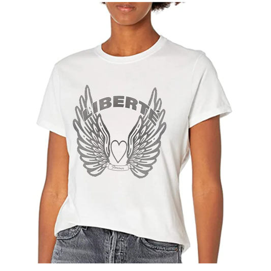 Liberte wings Print Organic Cotton Tee - White