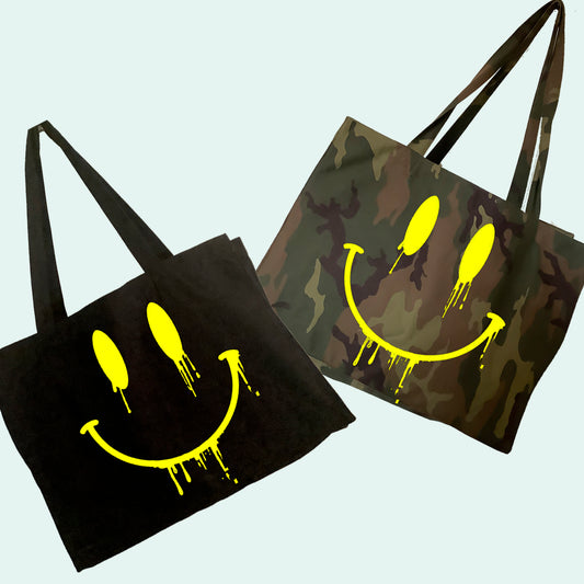 Drip Smile Face Large Bag  -  Black or Camouflage