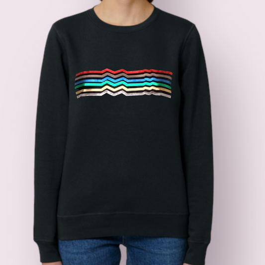 Metallic Stripe Sweatshirt - Black