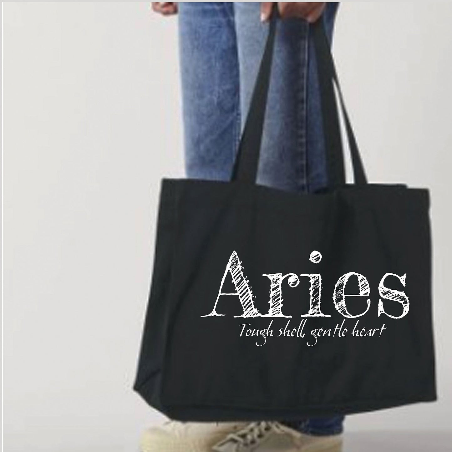 Aries Print Black Large Tote Bag