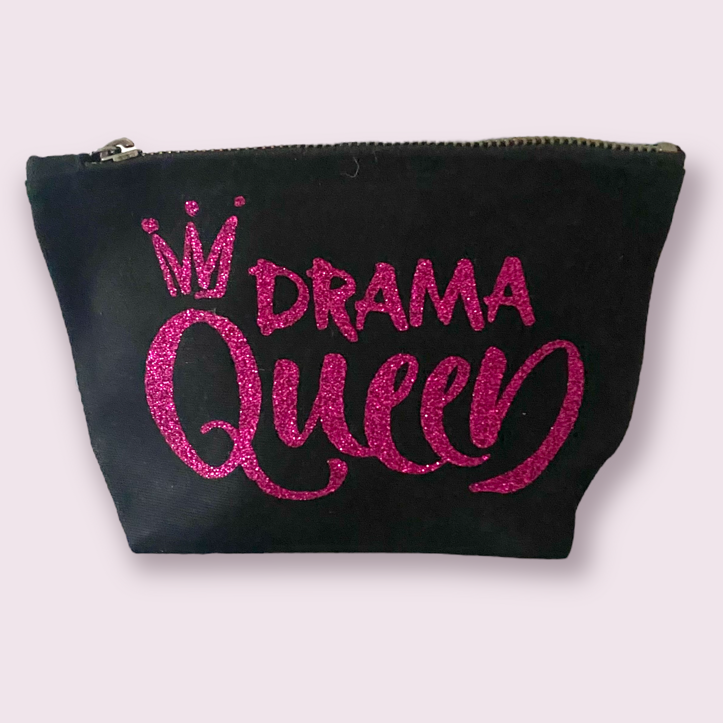 Glitter Drama Queen Organic Cotton Cosmetic Bag - Black